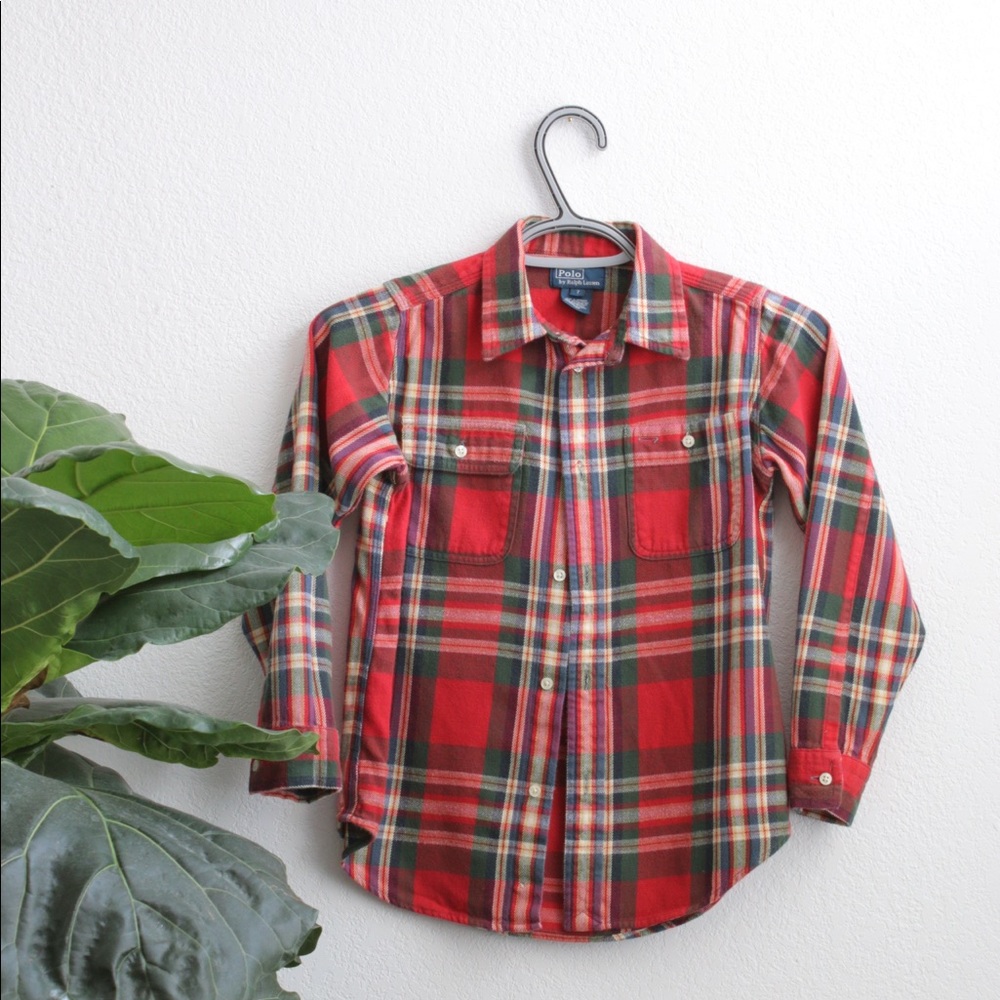 YOUTH Polo Ralph Lauren Plaid Button-up Sz: 7